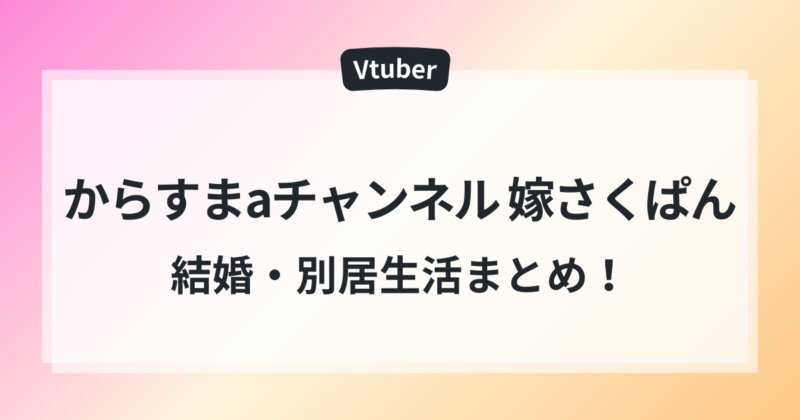 からすまaチャンネル 嫁さくぱん やばい 理由 結婚 別居生活 まとめ